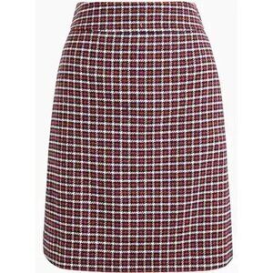 J.Crew Navy/Red Houndstooth‎ Wool Blend Mini Skirt- Women's Size 8